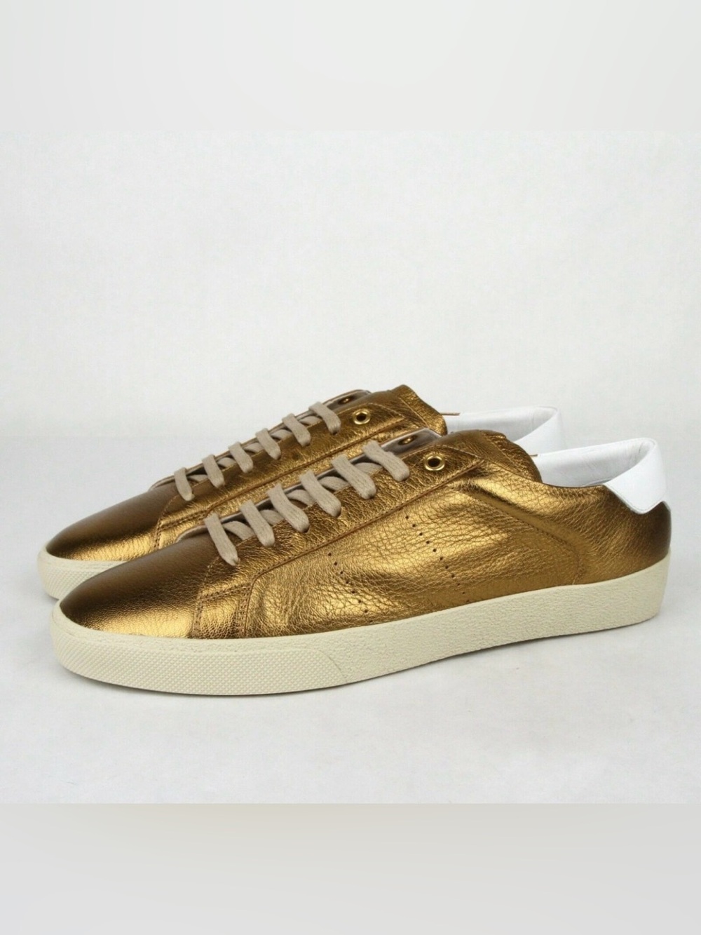 Saint Laurent Men’s Gold Leather Sneakers